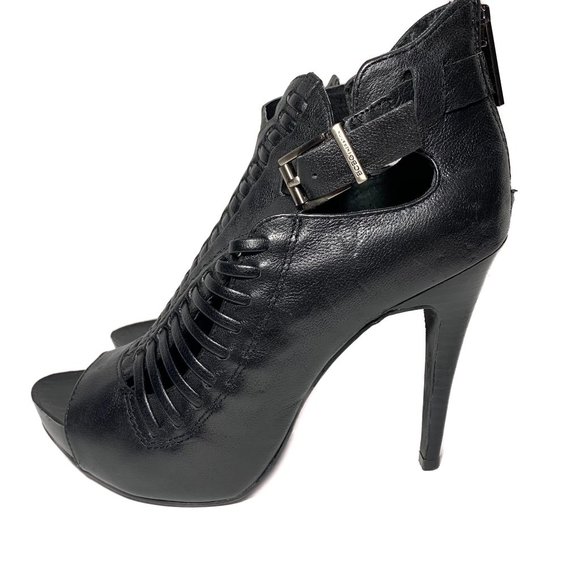 BCBGeneration Black Woven Cage Heels Size 8M - Picture 6 of 10